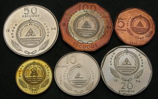 Cape Verde 1,  5,  10,  20,  50,  100 Escudos 1994 - 6 Coins.  - 2702