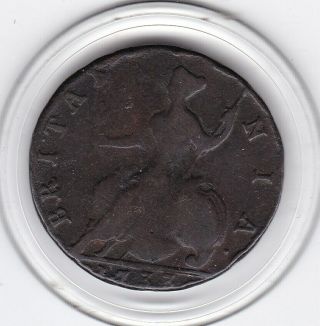 1733 King George Ii Half Penny Copper Coin