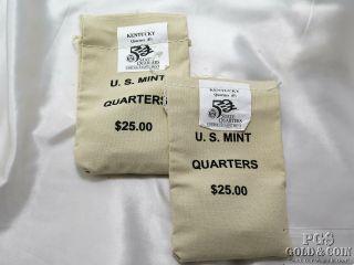 2 Bags 2001 - P 2001 - D Kentucky State Quarters.  25c Us Coins $25 Per Bag 8790