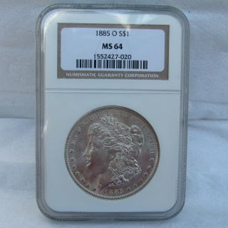 1885 O Us Morgan Silver $1 Dollar Coin Ms - 64 Ngc Orleans