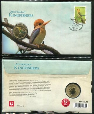 Australia 1 Dollar 2013 Yellow Billed Kingfishers Coin Fdc Stamp Pnc