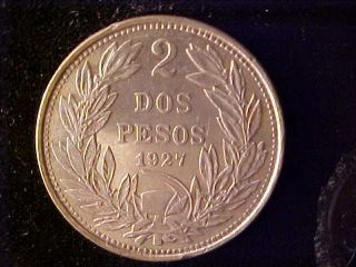 Chile 2 Pesos 1927 Au - Unc
