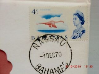 1970 Proof Bahamas 2 Dollar Coin in First Day Cover 4 cent stamp - 3