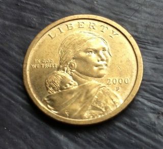 2000 P Sacajawea One Dollar Us Liberty Coin Gold Colored Circulated Ungraded