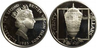 1985 British Virgin Islands $20 Km 67 Ships Lantern Lost Treasures Silver Coin