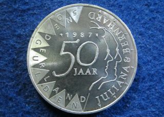 1987 Netherlands Silver 50 Gulden Commem - Bu - U S