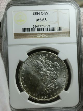 1884 - O Morgan Dollar $1 Ngc Graded Ms63 Silver Coin