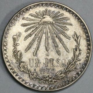 1938 Mexico 1 Peso Xf Silver Coin (19080203r)