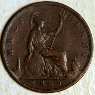 Great Britain 1/2 Penny Halfpenny 1869 (key Date)