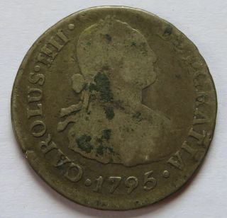 1795 Lima 2 Reales Silver Coin,  Peru,  Hispana,  28 Mm (030842c)