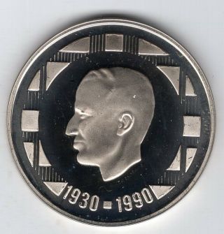 1990 Belgian 500 Franc Silver Proof Coin,  60th Birthday Of King Baudouin