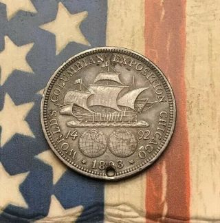 1893 50c Columbian Expo Half Dollar 90 Silver Vintage Us Coin Fh67