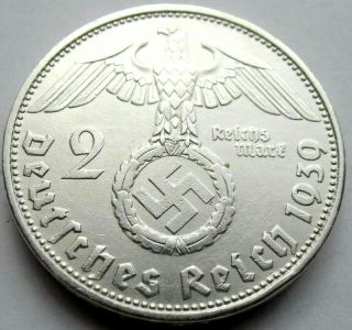 (225) Wwii German 2 Mark - 1939 D - Silver - Coin Big Swastika