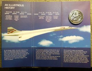 2003 Uk Royal Alderney Concorde Last Flight £5 Commemorative Coin