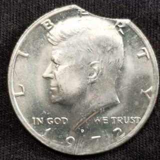 1972 D Kennedy Half Dollar Error Curved Clip