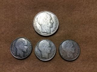 France 1933 20 Francs & 10 Francs 1929,  1931 & 1934