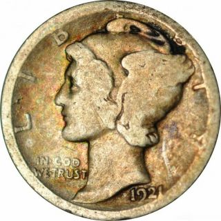 1921 - D Mercury Silver Dime - Key Date - Great Album Coin - Aa744dtsc2