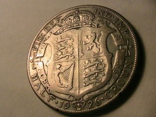 1926 Great Britain Half Crown Very Fine George V King Uk British Silver Coin
