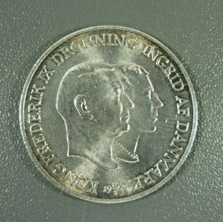 Denmark - 1953 2 Kroner Silver Coin Low Mintage