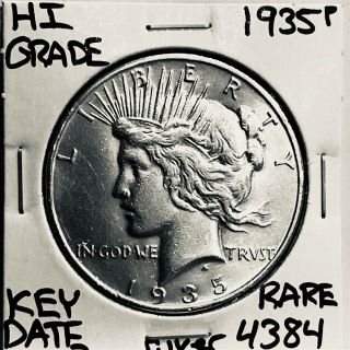 1935 P Peace Silver Dollar Hi Grade U.  S.  Rare Key Coin 4384