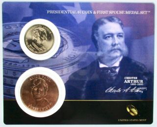 2012 Chester Arthur Presidential Dollar & First Spouse Medal Set