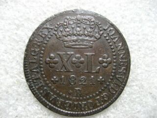 . Coin Brazil 1821 R 40 Reis,  Joao Vi