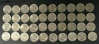 1976 P Bicentennial George Washington Quarters Roll - 40 Coins - Circulated
