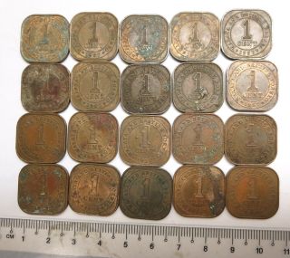 20 British Malaya & Borneo 1 One Cent Copper Coins 1957 Queen Elizabeth Ii Qeii