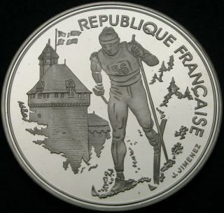 France 100 Francs 1991 Proof - Silver - Olympics Cross - Country Skiing - 1158 ¤