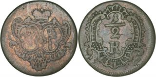 Germany Würzburg: 1/2 Kreuzer Copper 1762 F