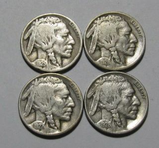 1925 1926 1927 1928 Buffalo Nickel - Mixed - 197sa