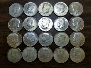 Mixed Roll Of Kennedy Halves - 40 Silver - Circulated - $10 Face