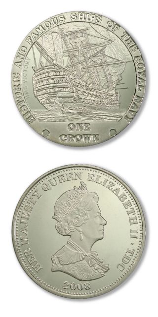 Tristan Da Cunha Ships Of The Royal Navy Hms Victory 1 Crown 2008 Prooflike