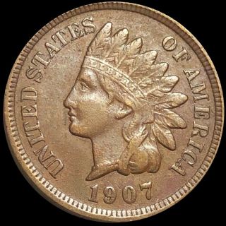 1907 Indian Head Copper Penny Lightly Circulated Great Detail Philly Coin No Res