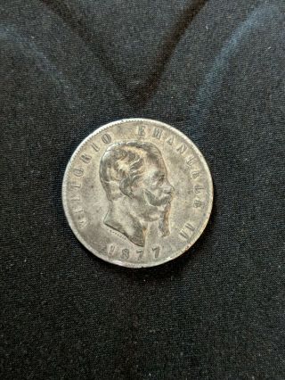 Italian 1877 5 Lire Silver