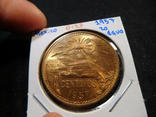 O133 Mexico 1953 20 Centavos Bu Red