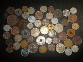 51 Pc Asia Coin Lot;1883 - 1987;hong Kong,  Thailand,  Malaysia,  India,  Singapore,  Japan,