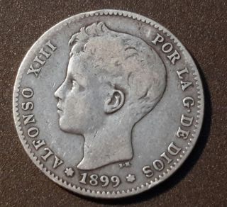 Spain - Silver - 1 Peseta Sgv - King Alfonso Xiii - Year 1899