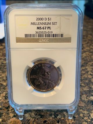 2000 - D $1 Millennium Set Sacagawea Dollar Ngc Ms 67pl Burnished Coin