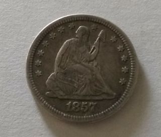 1857 Seated Liberty Silver Quarter - Coin