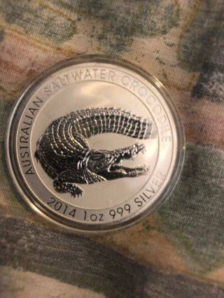 2014 1 Ounce Silver Australian Saltwater Crocodile.  1oz.  999 Silver