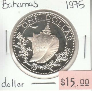 Bahamas 1 Dollar 1975 Silver Proof Issue