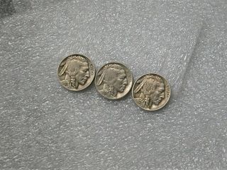 1927 1928 1929 Indian Head Buffalo Nickel Five 5 Cents 3 Different 5c Coins
