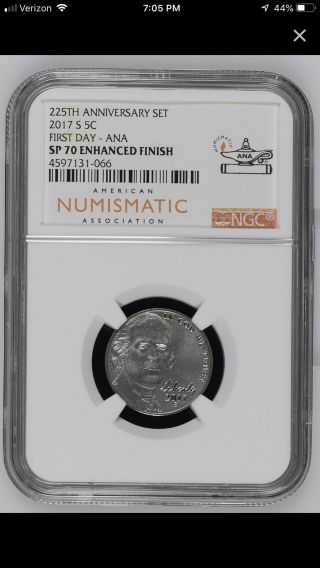 2017 S Nickel Ngc Sp 70 Enhanced Finish Denver Ana First Day 225th Anniversary