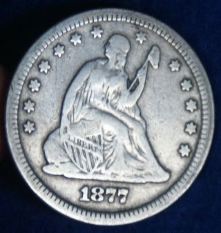 1877 - S 25c Seated Liberty Silver Quarter Dollar
