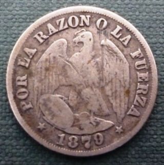 Chile Silver Coin 20 Centavos,  Km138.  2 Vf - 1879/0