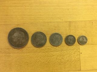 Puerto Rico Coins,  Peso,  40 Cents,  20 Cents,  10 Cents,  5 Cents.  Read The Descrip