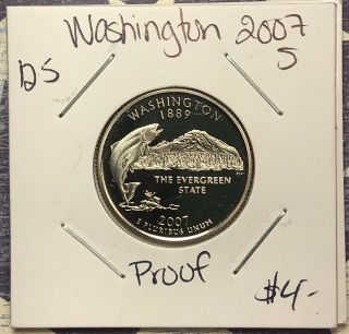 2007 - S Washington State Quarter Proof.  Collector Coin For Set.