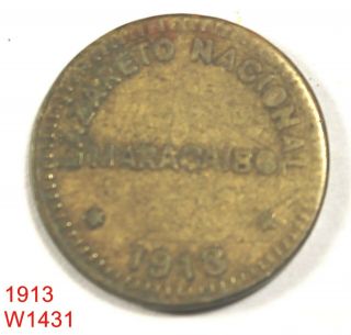 Venezuela Maracaibo Leper Colony 1/8 Bolivar 1913 Circulated Coin