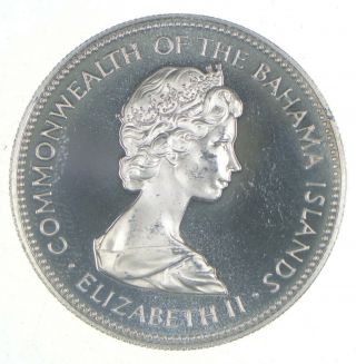 Silver - World Coin - 1971 Bahama Islands 1 Dollar World Silver Coin 18.  5g 440